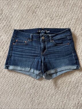 American Eagle Outfitters Dark Blue Rolled Hem Denim Shorts